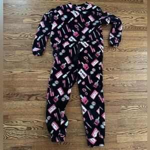 Stylish Black and Pink Plush Pajama Set